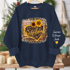 Lofaris Personalized Name Mimi Heart Sunflower Sweatshirt