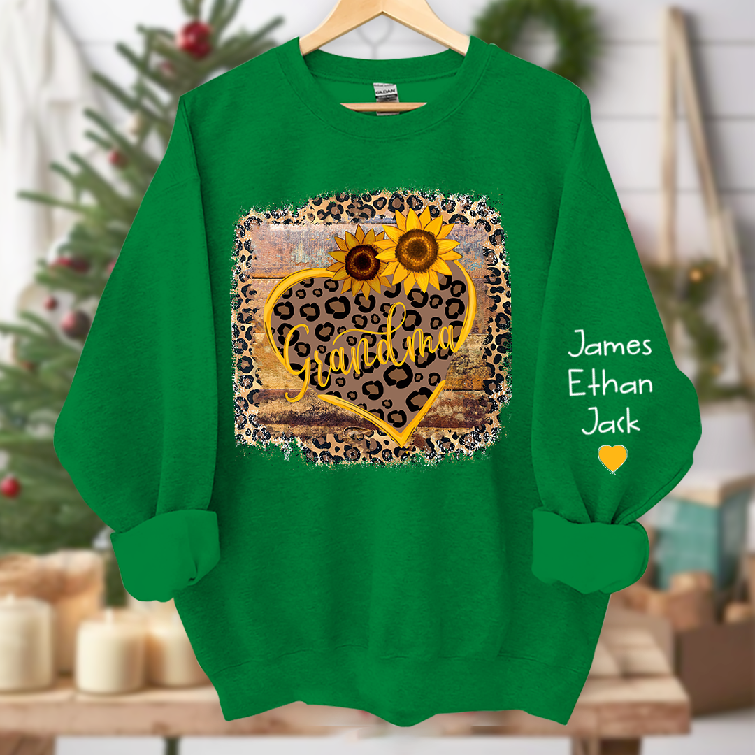 Lofaris Personalized Name Mimi Heart Sunflower Sweatshirt