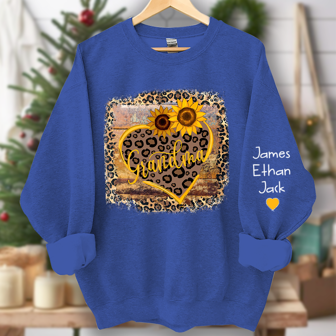 Lofaris Personalized Name Mimi Heart Sunflower Sweatshirt