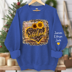 Lofaris Personalized Name Mimi Heart Sunflower Sweatshirt