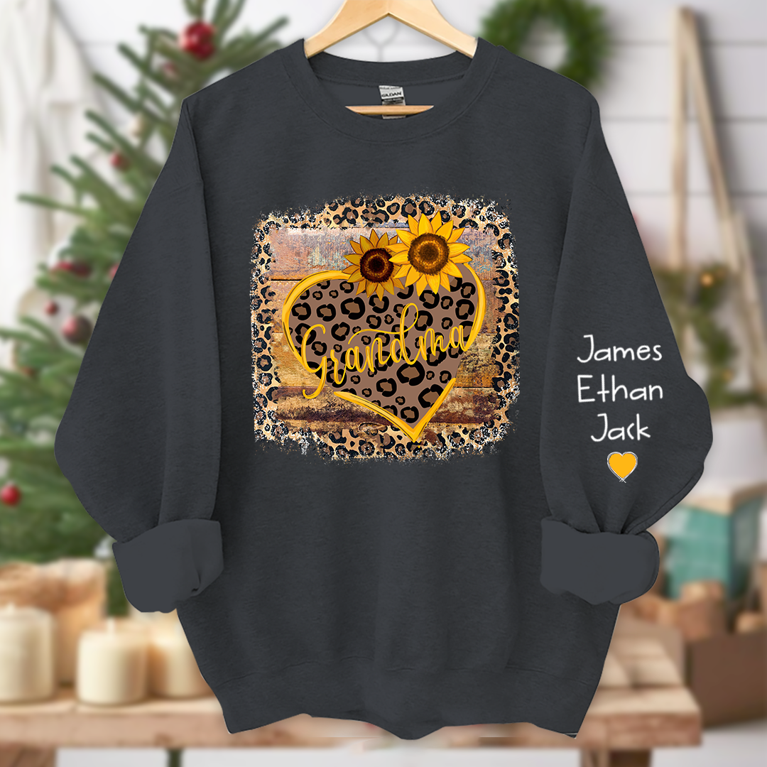 Lofaris Personalized Name Mimi Heart Sunflower Sweatshirt