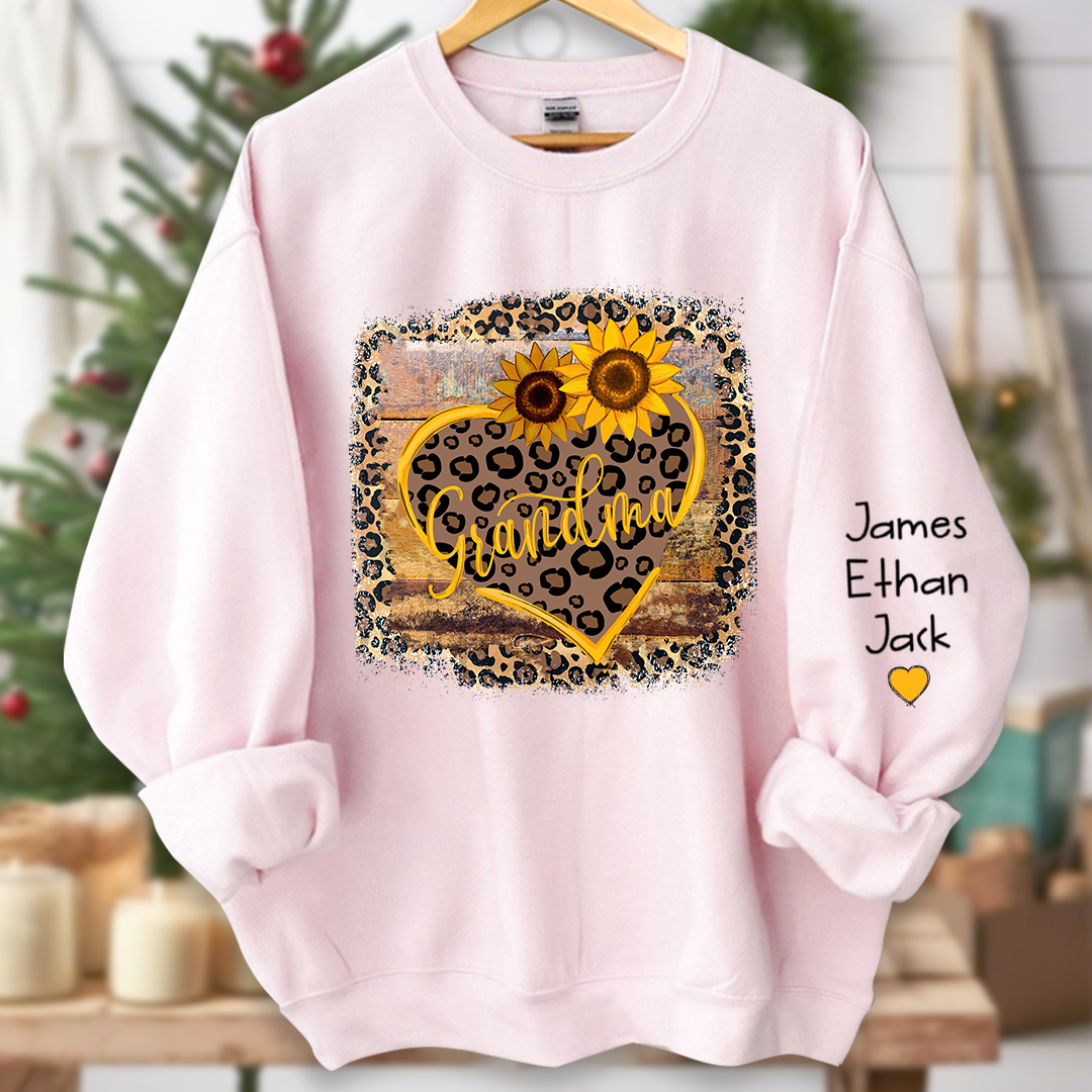 Lofaris Personalized Name Mimi Heart Sunflower Sweatshirt