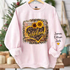 Lofaris Personalized Name Mimi Heart Sunflower Sweatshirt
