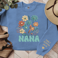 Lofaris Personalized Name Nana Retro Flowers Sweatshirt