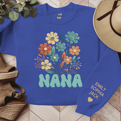 Lofaris Personalized Name Nana Retro Flowers Sweatshirt