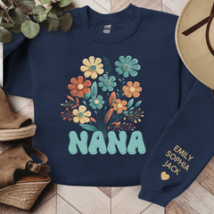 Lofaris Personalized Name Nana Retro Flowers Sweatshirt