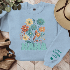 Lofaris Personalized Name Nana Retro Flowers Sweatshirt