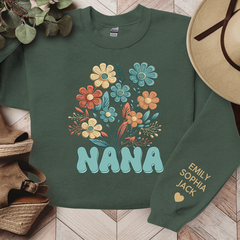 Lofaris Personalized Name Nana Retro Flowers Sweatshirt