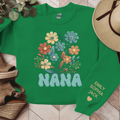 Lofaris Personalized Name Nana Retro Flowers Sweatshirt