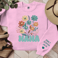 Lofaris Personalized Name Nana Retro Flowers Sweatshirt