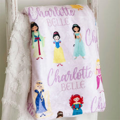 Lofaris Personalized Name Pink Princess Baby Girl Blanket