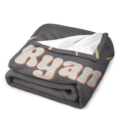 Lofaris Personalized Name Retro Simple Grey Soft Blanket