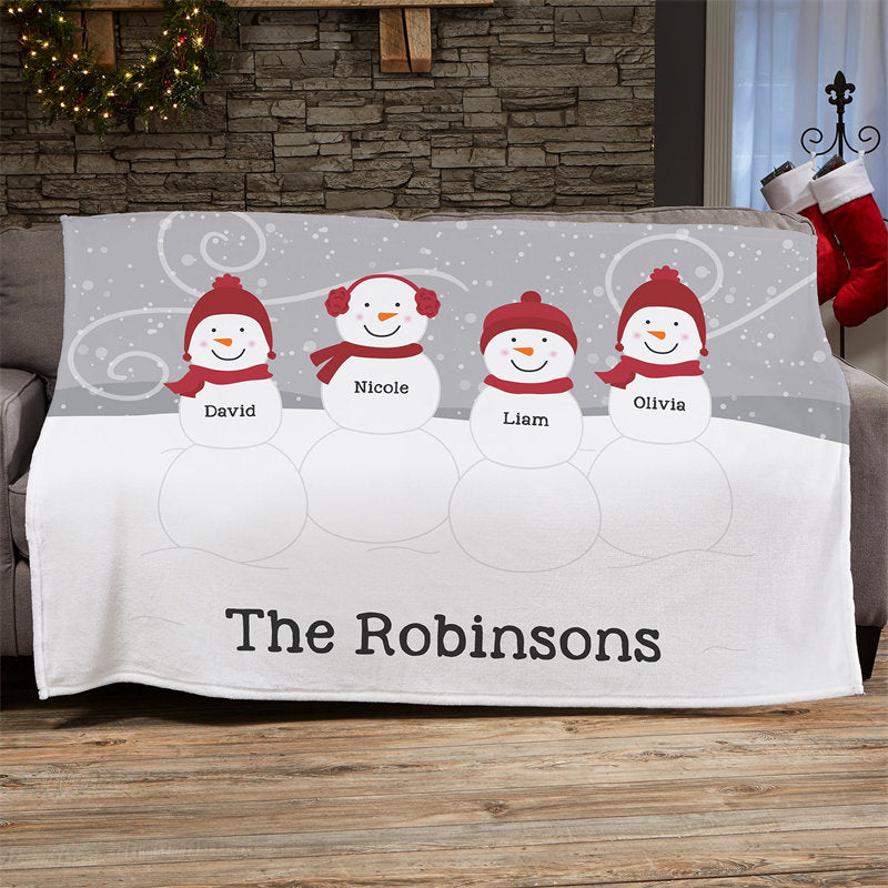 Lofaris Personalized Name Snowman Family Blankets Christmas Gifts