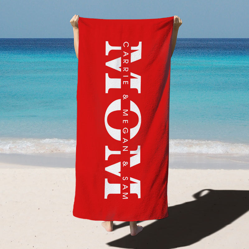 Lofaris Personalized Name Solid Color Beach Towel Gifts for Mom