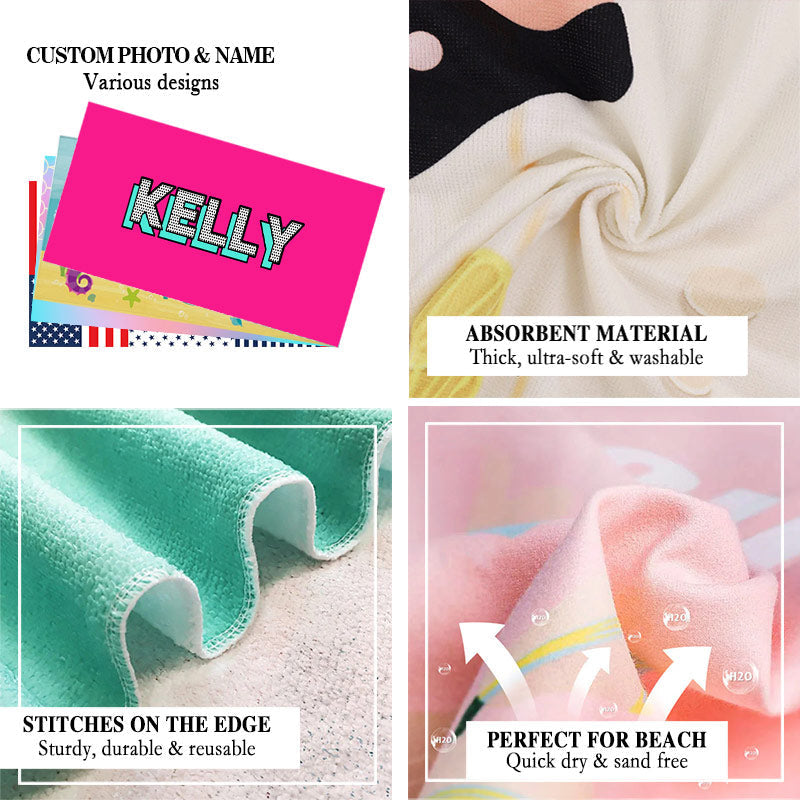 Lofaris Personalized Name Solid Color Simple Beach Towel