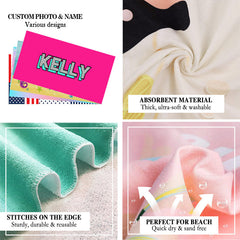 Lofaris Personalized Name Solid Color Simple Beach Towel