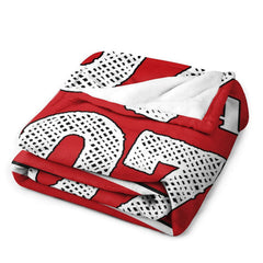 Lofaris Personalized Name Sports Jersey Red Warm Blanket