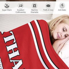 Lofaris Personalized Name Sports Jersey Red Warm Blanket