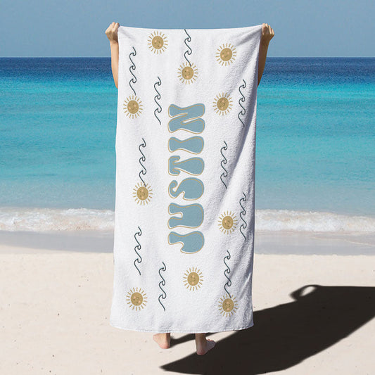 Lofaris Personalized Name Sunshine Beach Towel for Boy