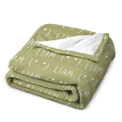 Lofaris Personalized Name Voguish Emoji Green Soft Blanket
