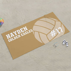 Lofaris Personalized Name Volleyball Pattern Beach Towel