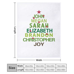Lofaris Personalized Name White Text Tree Christmas Blanket