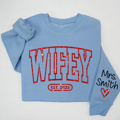 Lofaris Glitter Merry Wifey Est And Custom Names Svg Png Sweatshirt LTP01