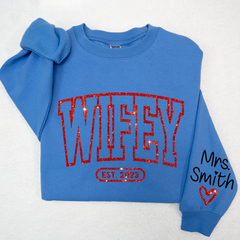 Lofaris Glitter Merry Wifey Est And Custom Names Svg Png Sweatshirt LTP01
