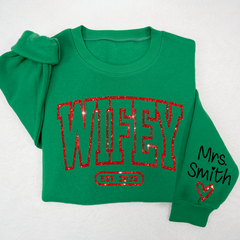 Lofaris Glitter Merry Wifey Est And Custom Names Svg Png Sweatshirt LTP01
