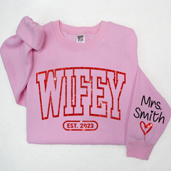 Lofaris Glitter Merry Wifey Est And Custom Names Svg Png Sweatshirt LTP01