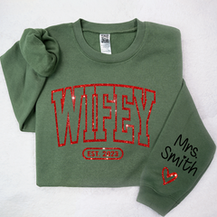 Lofaris Glitter Merry Wifey Est And Custom Names Svg Png Sweatshirt LTP01