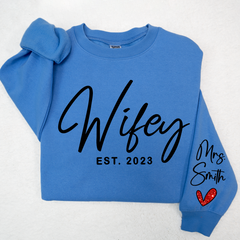 Lofaris Glitter Custom Name Mrs Sweatshirt Personalized Wifey Bride LTP01