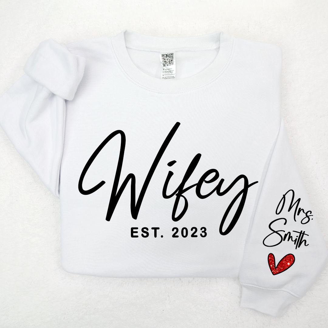 Lofaris Glitter Custom Name Mrs Sweatshirt Personalized Wifey Bride LTP01