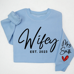 Lofaris Glitter Custom Name Mrs Sweatshirt Personalized Wifey Bride LTP01