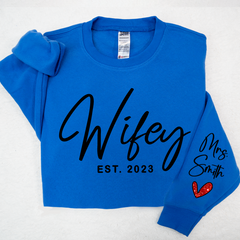 Lofaris Glitter Custom Name Mrs Sweatshirt Personalized Wifey Bride LTP01