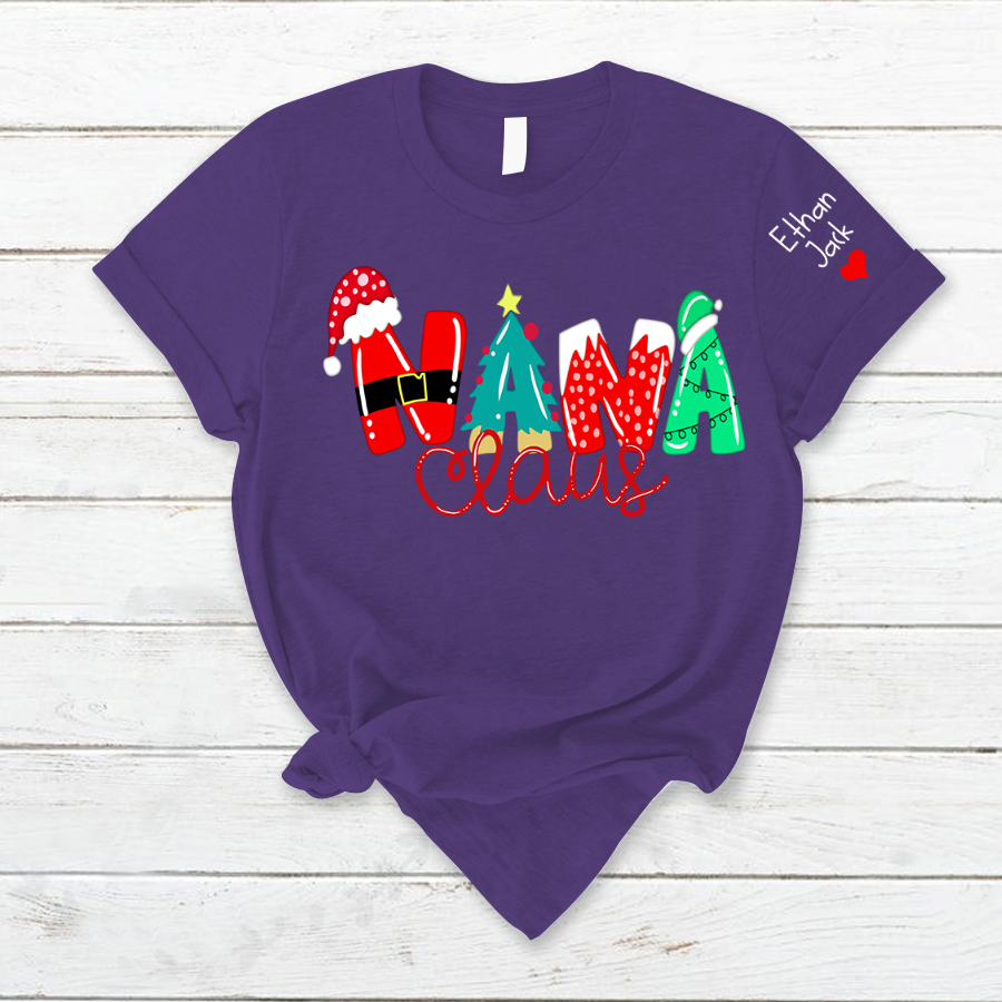 Lofaris Personalized Nana And Kids Claus Christmas T-Shirt