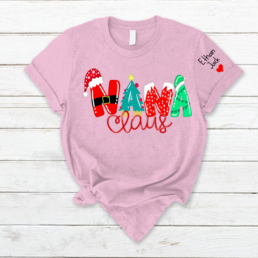 Lofaris Personalized Nana And Kids Claus Christmas T-Shirt