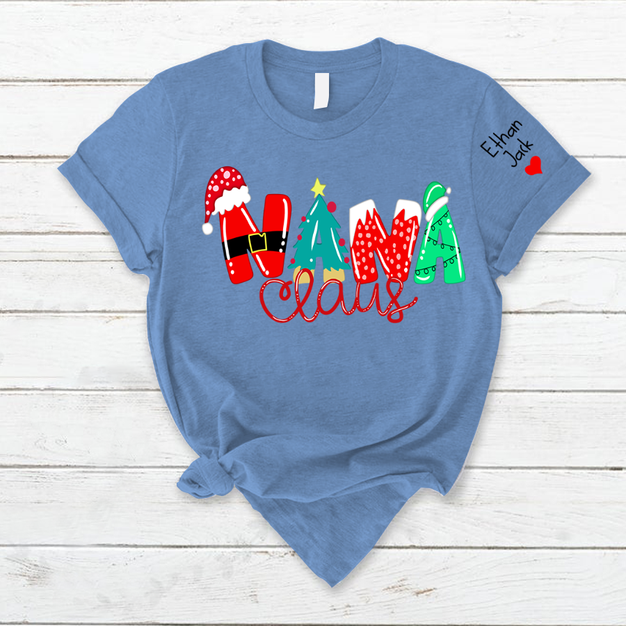 Lofaris Personalized Nana And Kids Claus Christmas T-Shirt