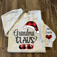 Lofaris Personalized Nana Claus Elf And Grandkids Sweatshirt