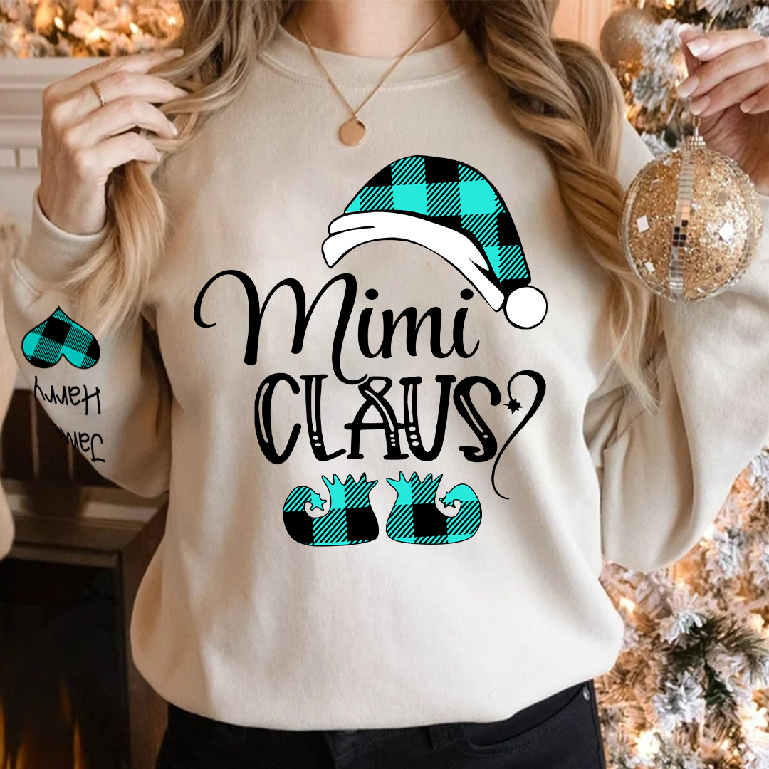 Lofaris Personalized Nana Claus Elf And Grandkids Sweatshirt