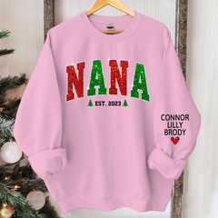 Lofaris Personalized Nana Est Glitter Christmas Sweatshirt