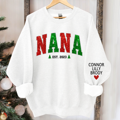 Lofaris Personalized Nana Est Glitter Christmas Sweatshirt