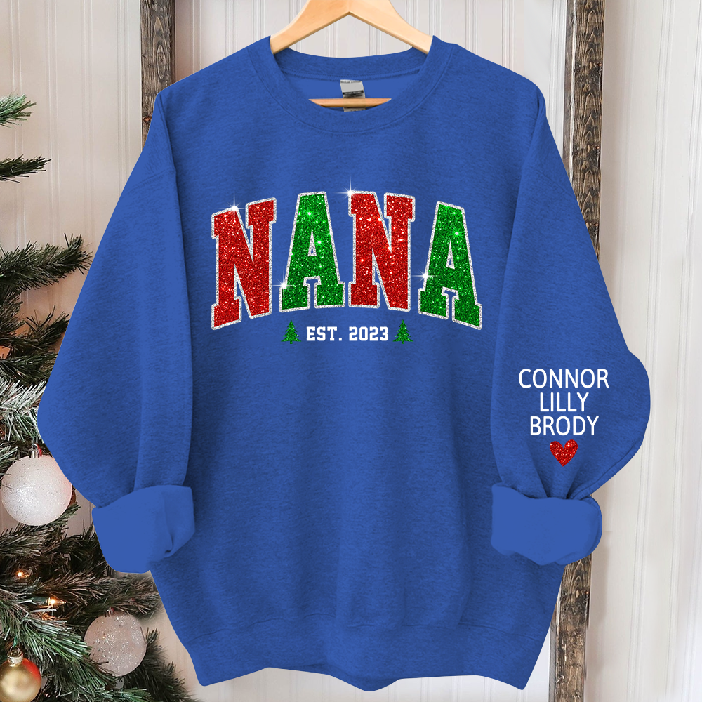 Lofaris Personalized Nana Est Glitter Christmas Sweatshirt
