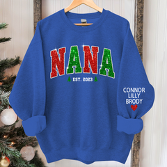 Lofaris Personalized Nana Est Glitter Christmas Sweatshirt