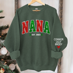 Lofaris Personalized Nana Est Glitter Christmas Sweatshirt