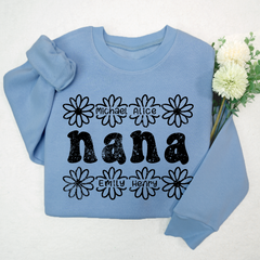 Lofaris Personalized Nana Flower And Grandkids Sweatshirt