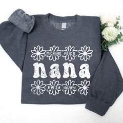 Lofaris Personalized Nana Flower And Grandkids Sweatshirt