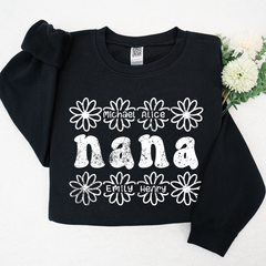 Lofaris Personalized Nana Flower And Grandkids Sweatshirt