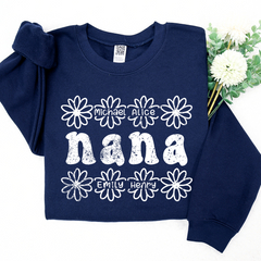 Lofaris Personalized Nana Flower And Grandkids Sweatshirt