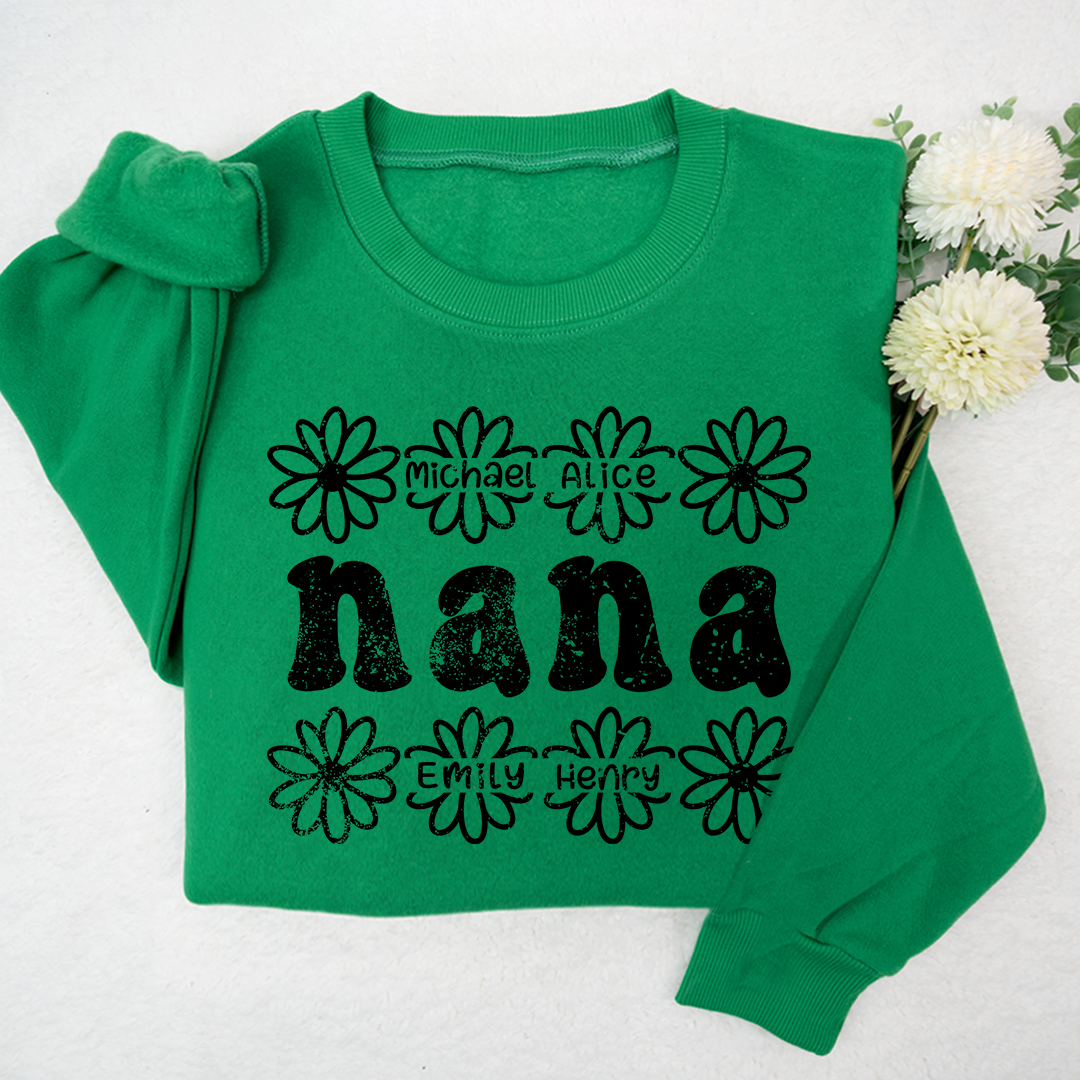 Lofaris Personalized Nana Flower And Grandkids Sweatshirt